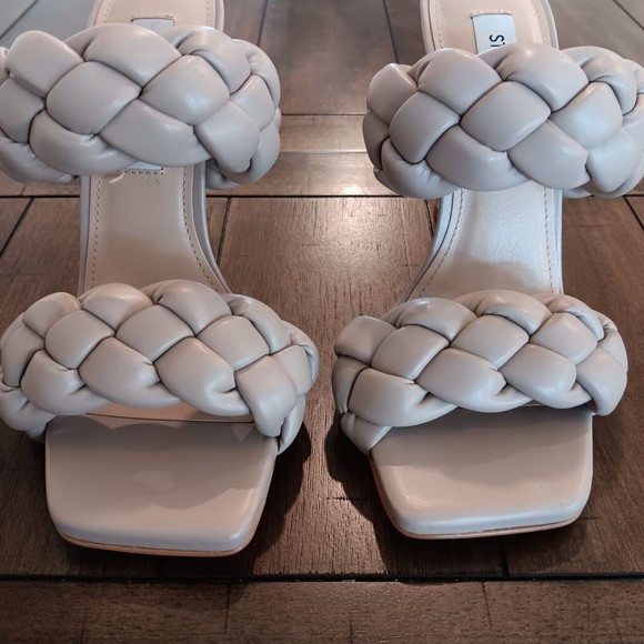 Steve Madden Kenley Heels Womens Sz 6M Open Toe Pump Braided Strap Taupe NWOB - Picture 4 of 8